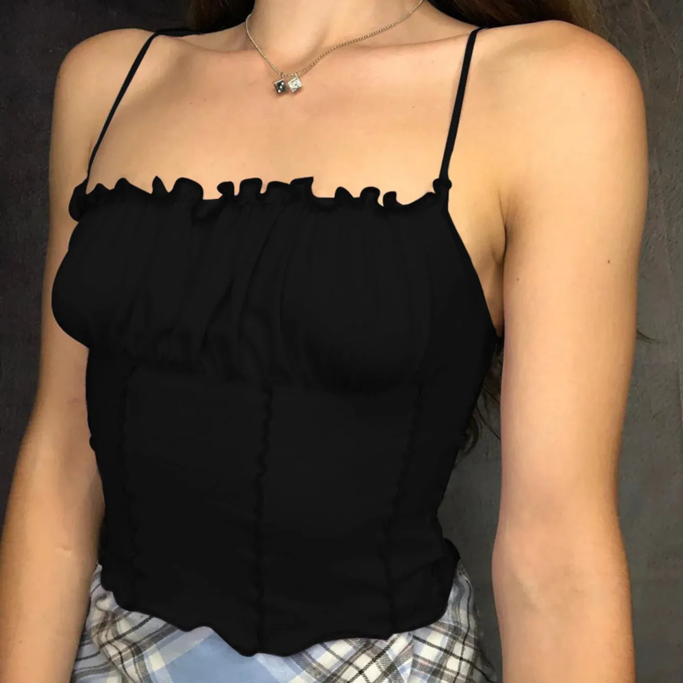 Obsidian Phoenix  Women’s Strapless Pleated Ruffle Tank Top - Slim Fit Summer Camisole