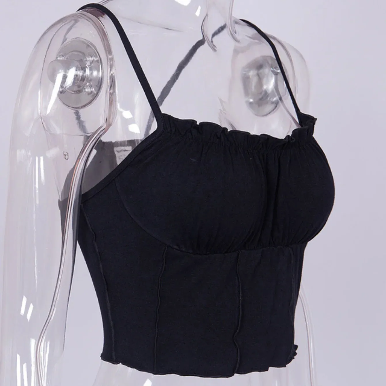 Obsidian Phoenix  Women’s Strapless Pleated Ruffle Tank Top - Slim Fit Summer Camisole
