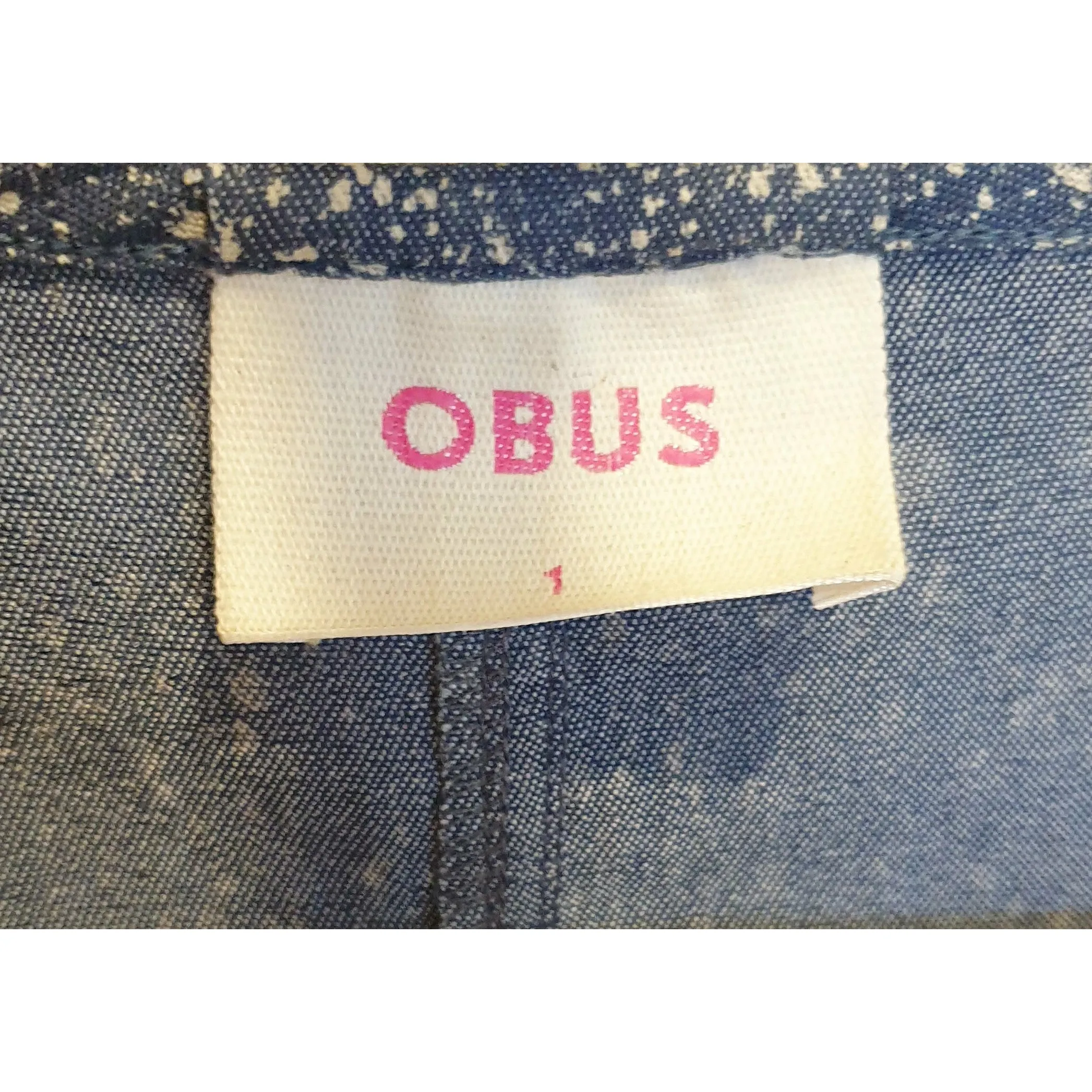 Obus blue 3/4 sleeve top with cream splodge print size 1 (best fits size 6-8)