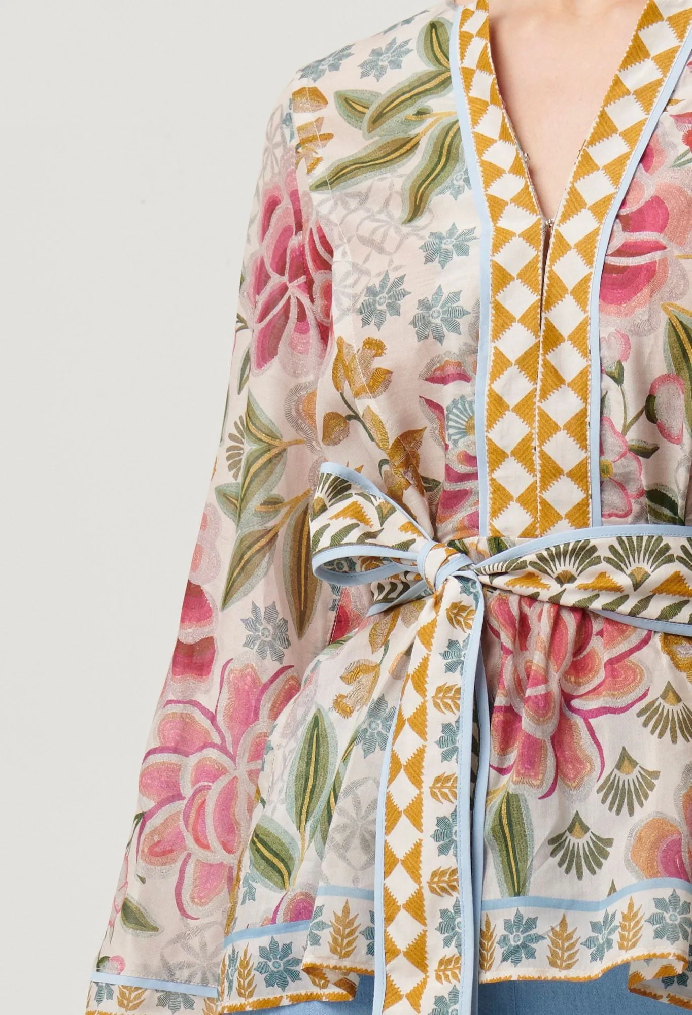 Once Was - Emery Cotton Silk Kaftan Tie Top - Azalea Fields