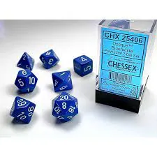 Opaque Blue/White 7 Poly Dice Set