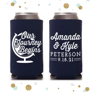 Our Jouney Begins - Slim 12oz Wedding Can Cooler #123S