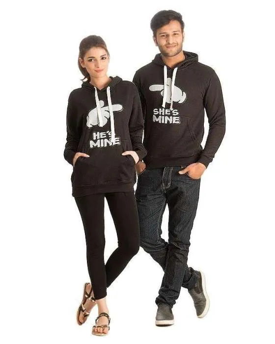 Pack of 2 couple printed hoodie for womens both