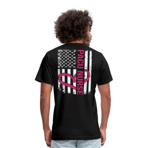 PACU Nurse Flag Pink Heart Unisex Jersey T-Shirt by Bella   Canvas