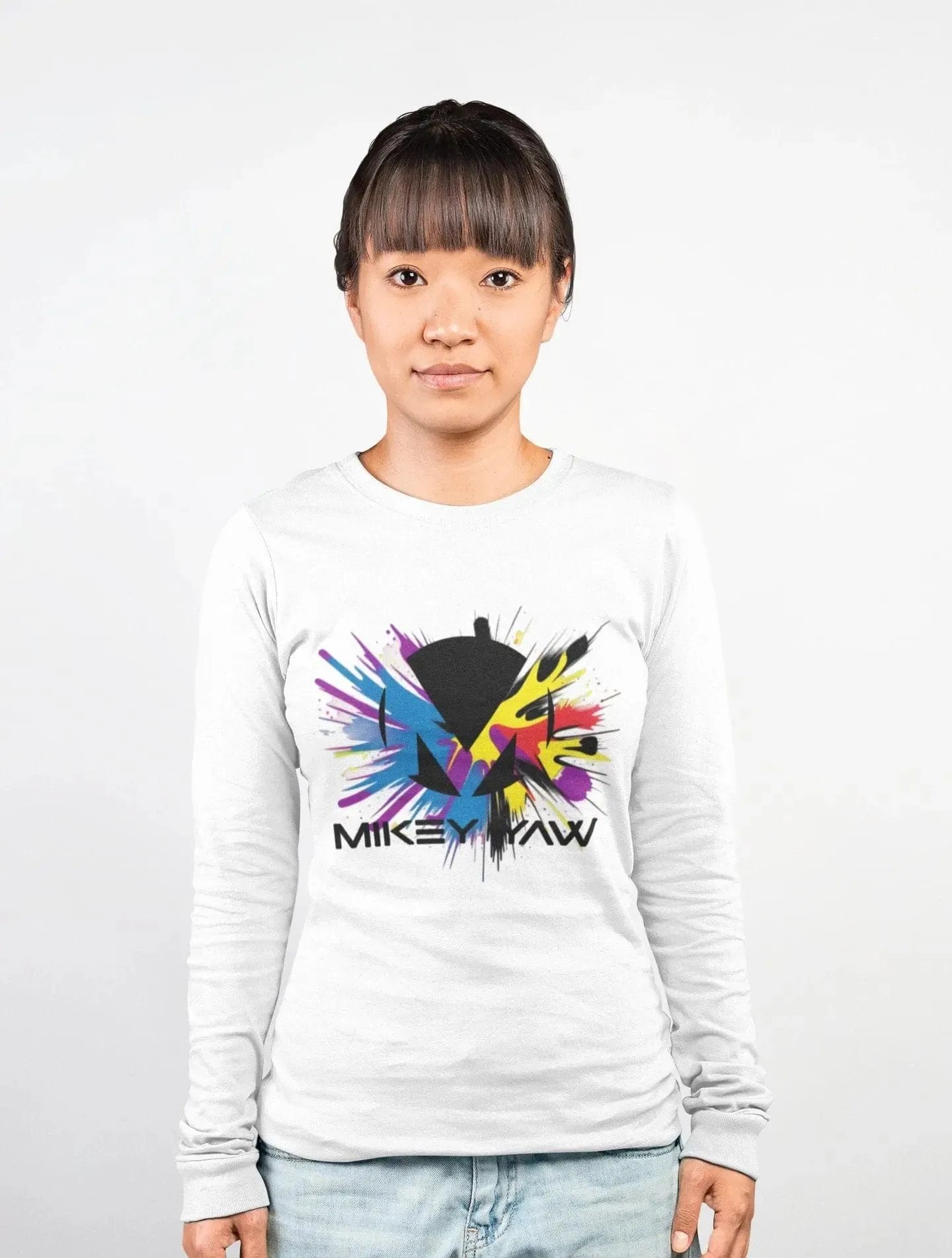 Paint Splatter Monogram Long Sleeve T-Shirt