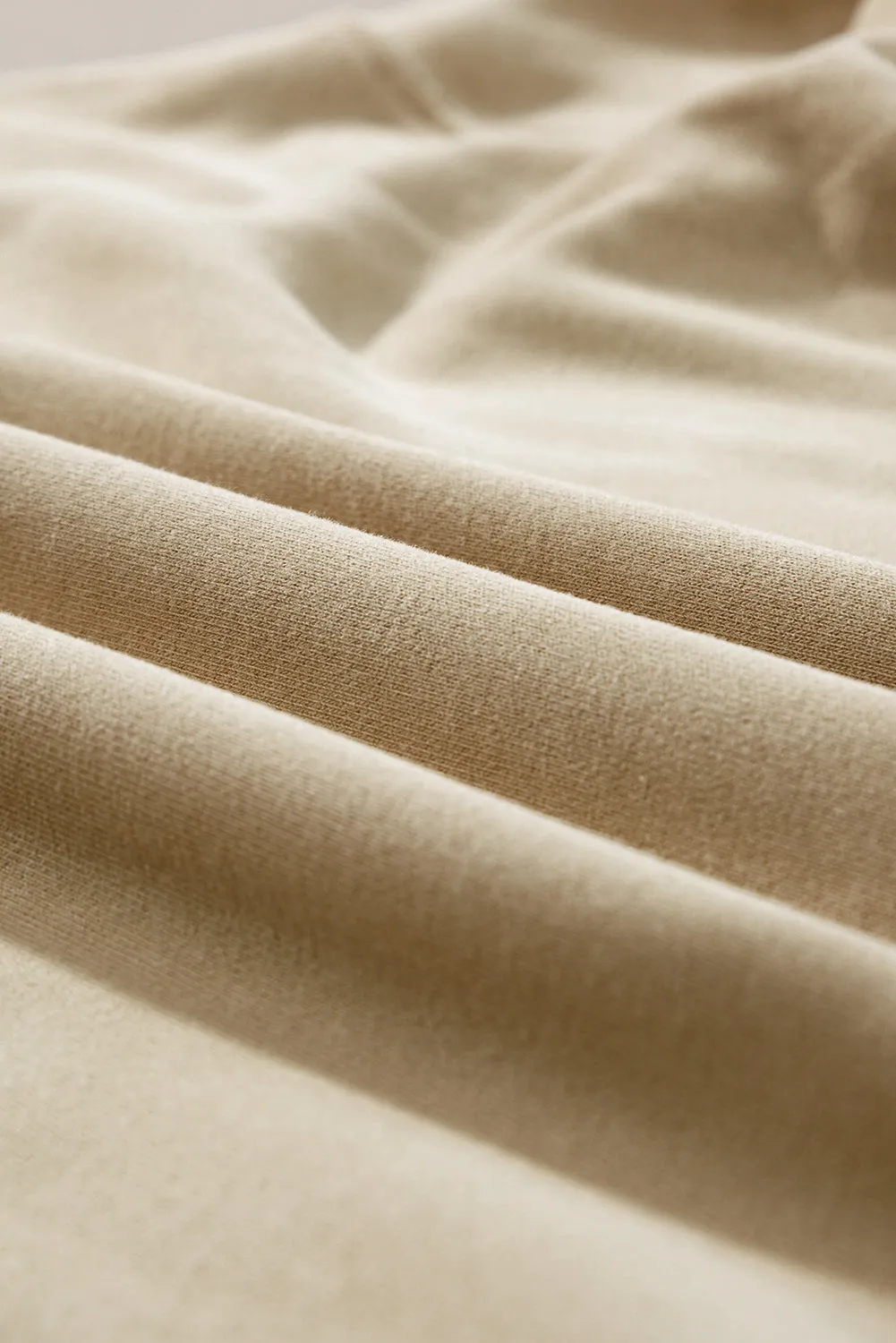 Parchment Solid Loose Crew Neck Fleece Sweatshirt