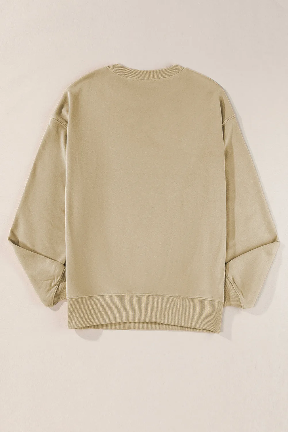 Parchment Solid Loose Crew Neck Fleece Sweatshirt