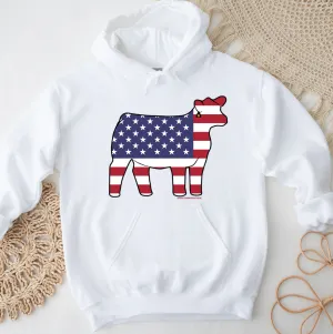 Patriotic Heifer Hoodie (S-3XL) Unisex - Multiple Colors!