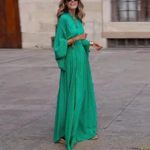 Pattern Print Slim Long Dress