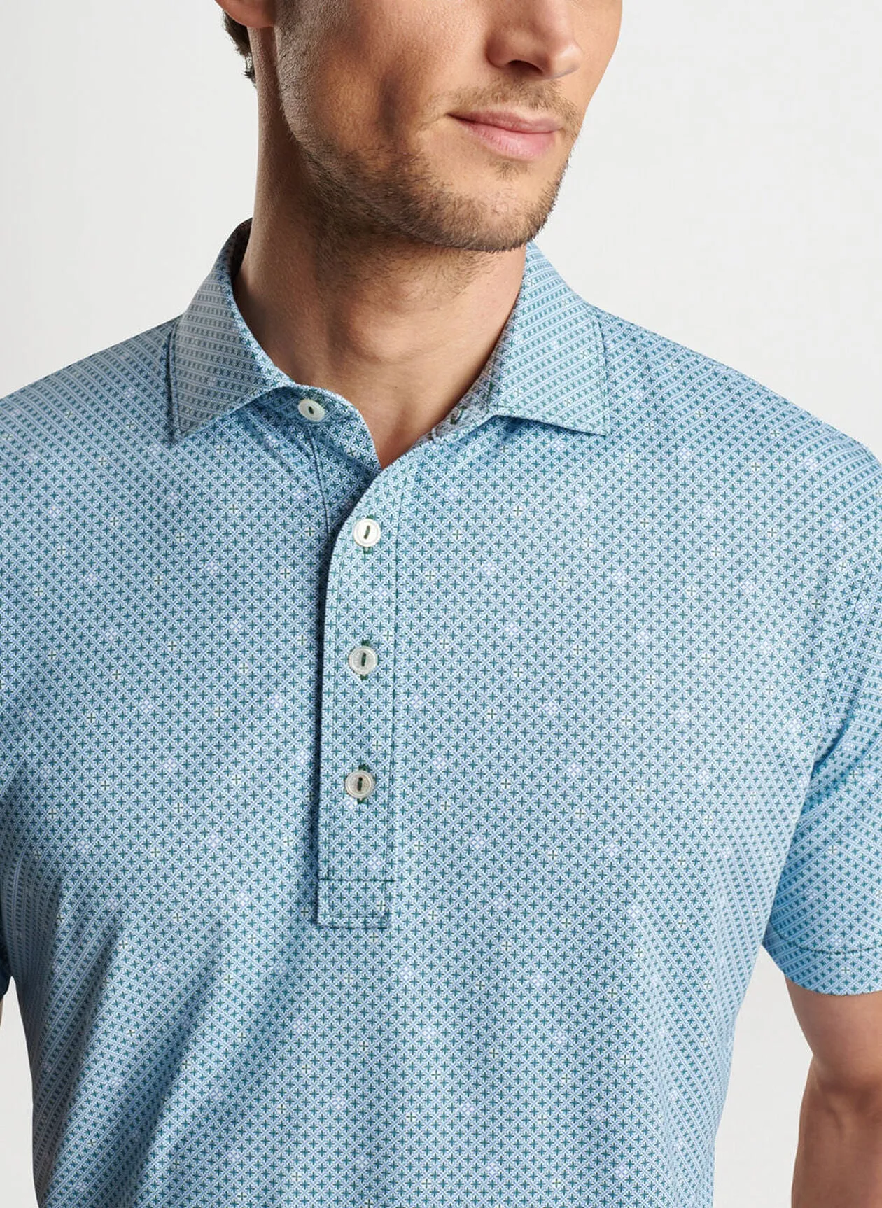Peter Millar Mens Tailored Fit Mosaic Performance Jersey Polo - LACINATO