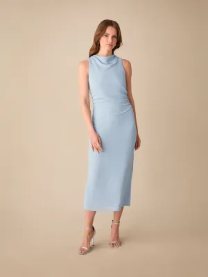 Petite Maeva Blue Sparkle Jersey High Neck Midi Dress