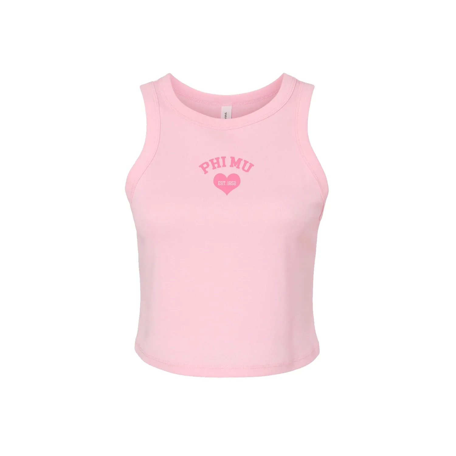 Phi Mu Cropped Tank Top - Women's Micro Rib Racer Crop Tank