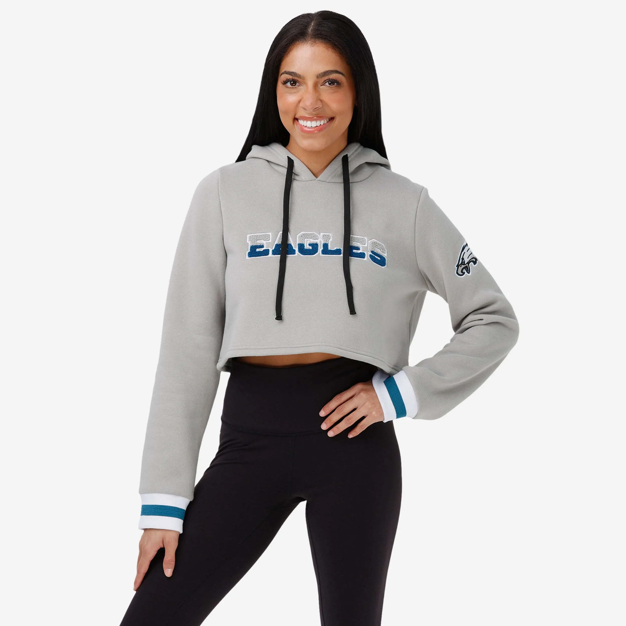 Philadelphia Eagles Womens Cropped Chenille Hoodie