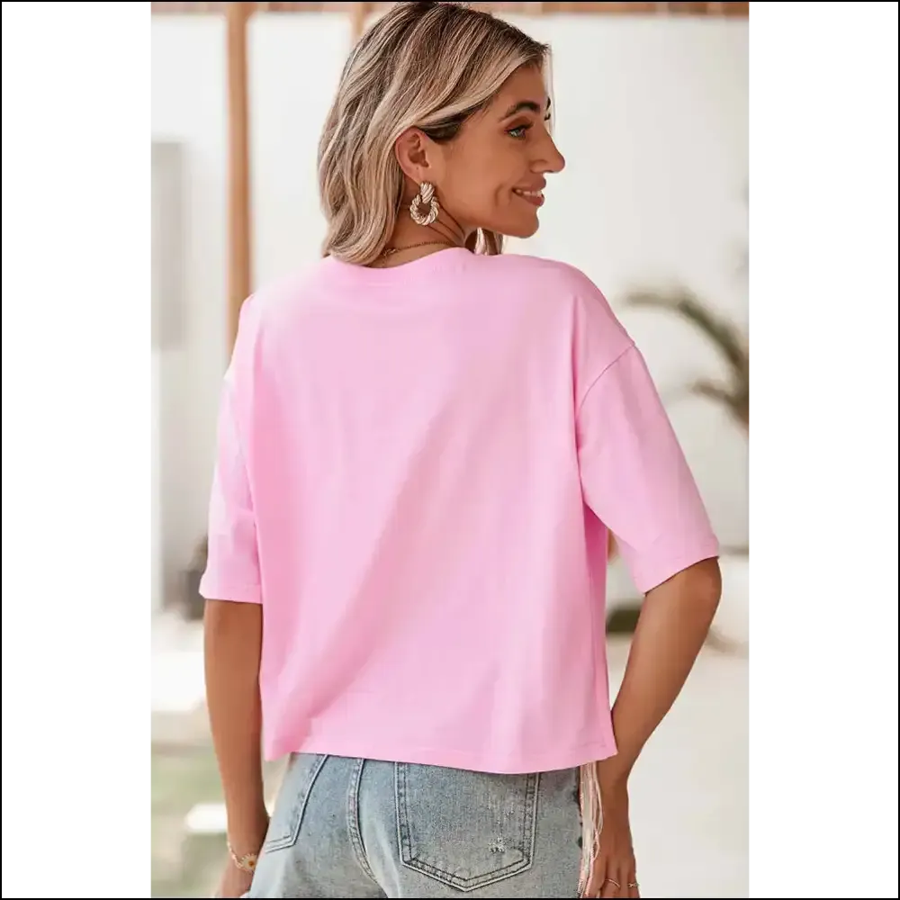 Pink Fringe Sequin Hem Cropped Tee: Needful Things  Fabulous! ✨