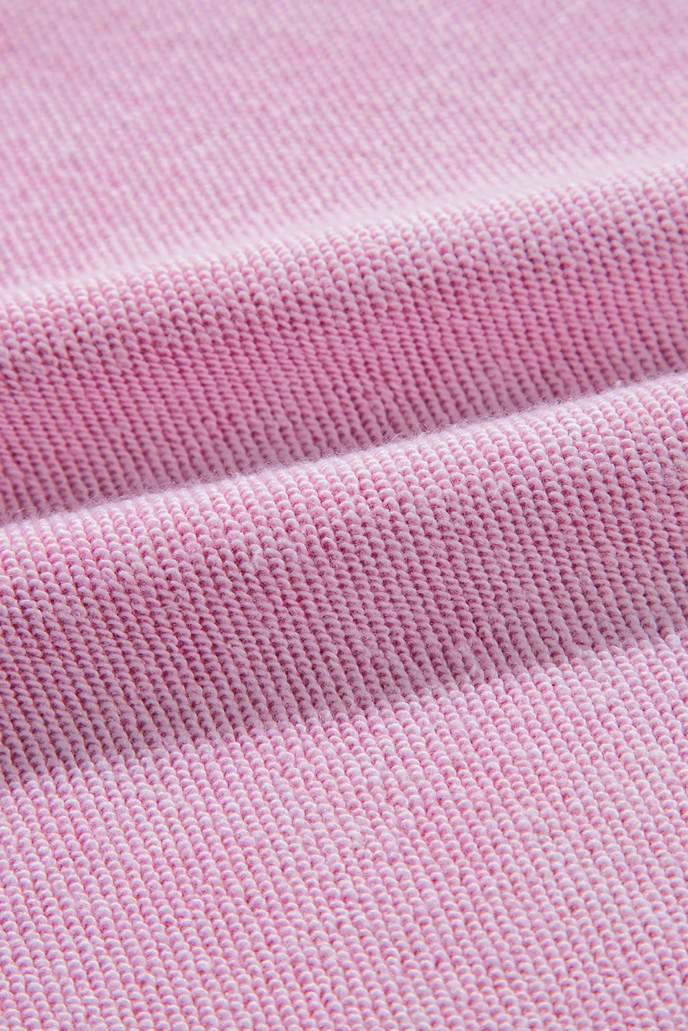 Pink Waffle Knit Patchwork Exposed Seam Raglan Sweatshirt