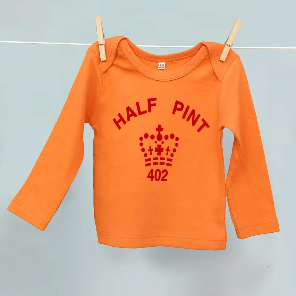 Pint & Half Pint t shirt set for parent and infant in red and orange