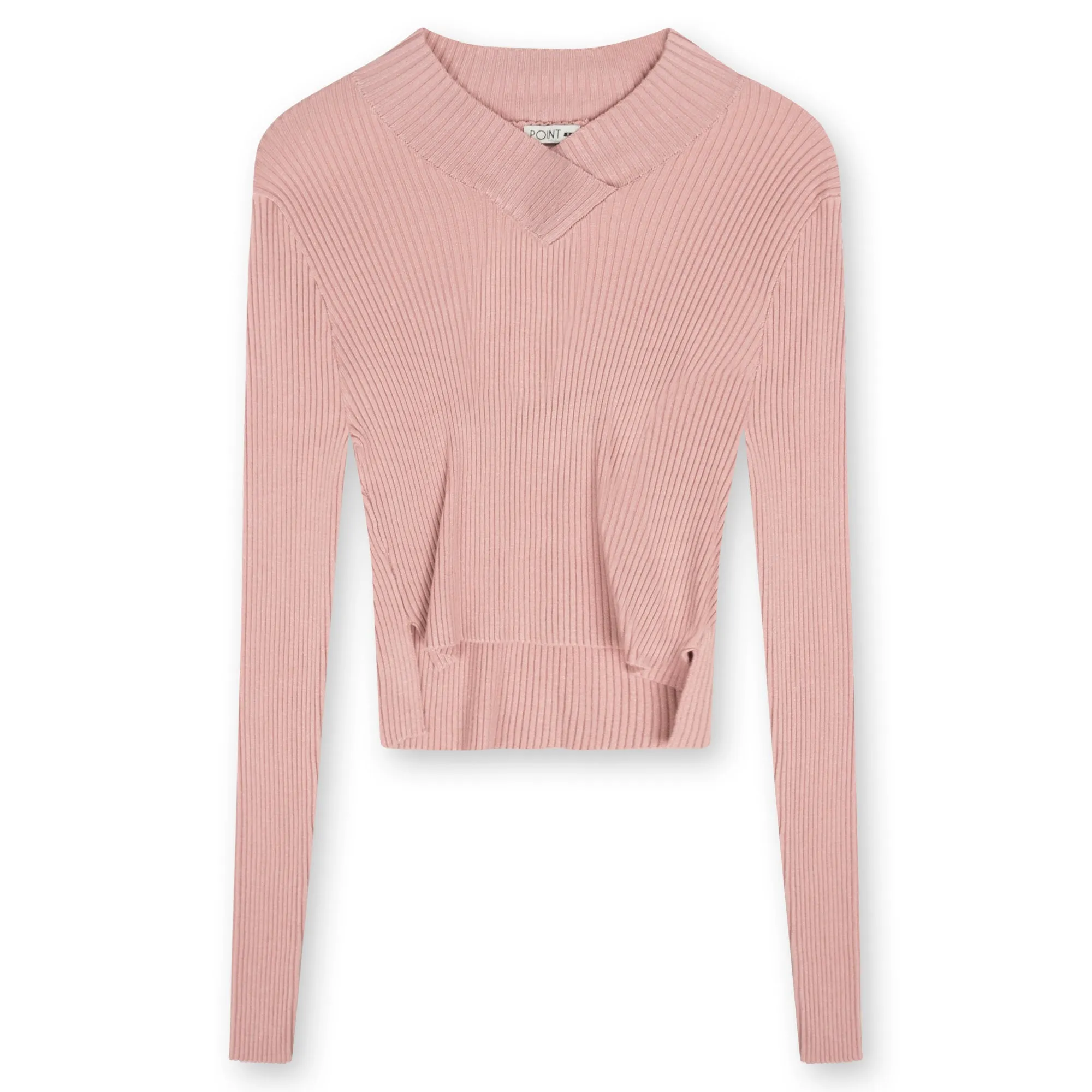 Point V-Neck Cropped Sweater in Mauve