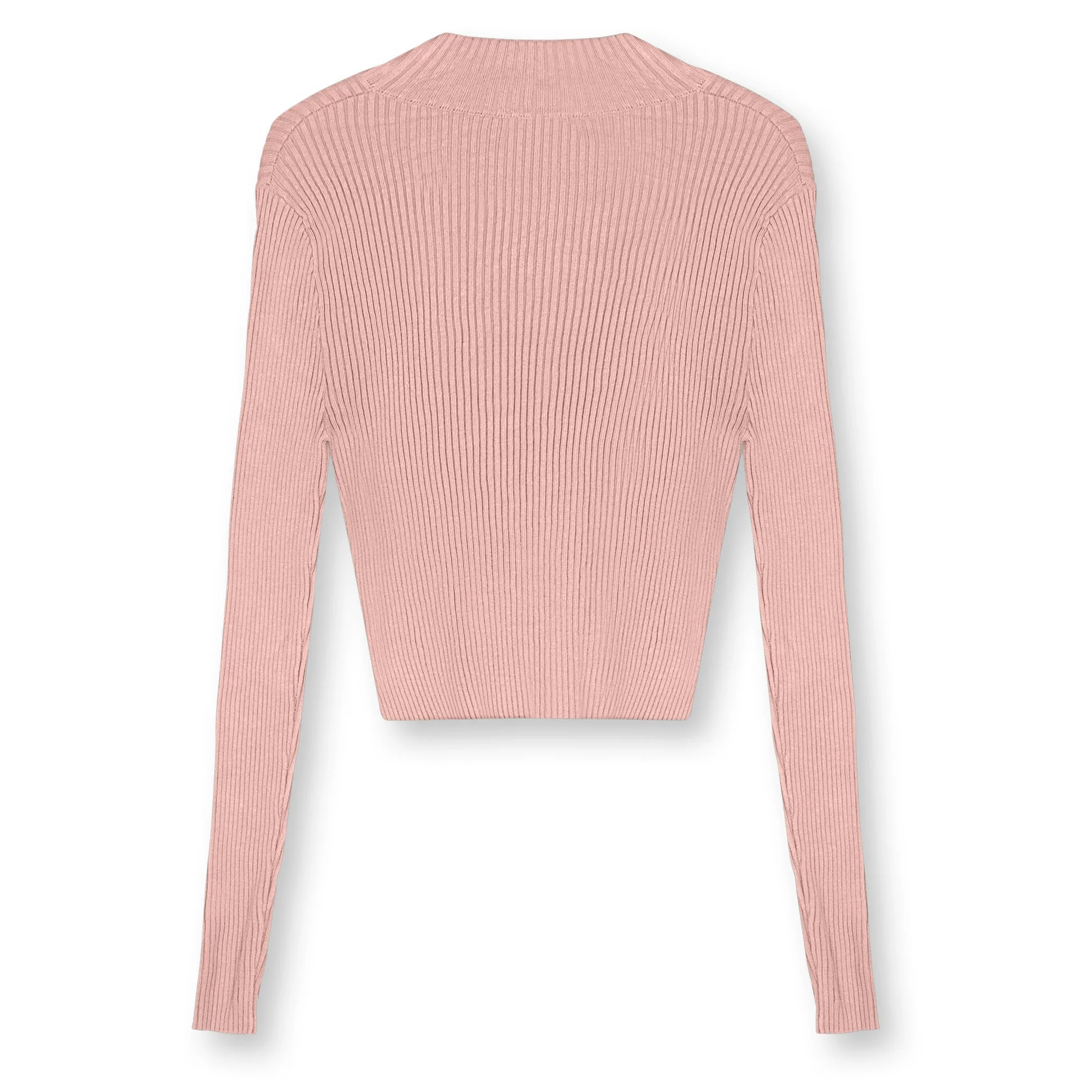 Point V-Neck Cropped Sweater in Mauve