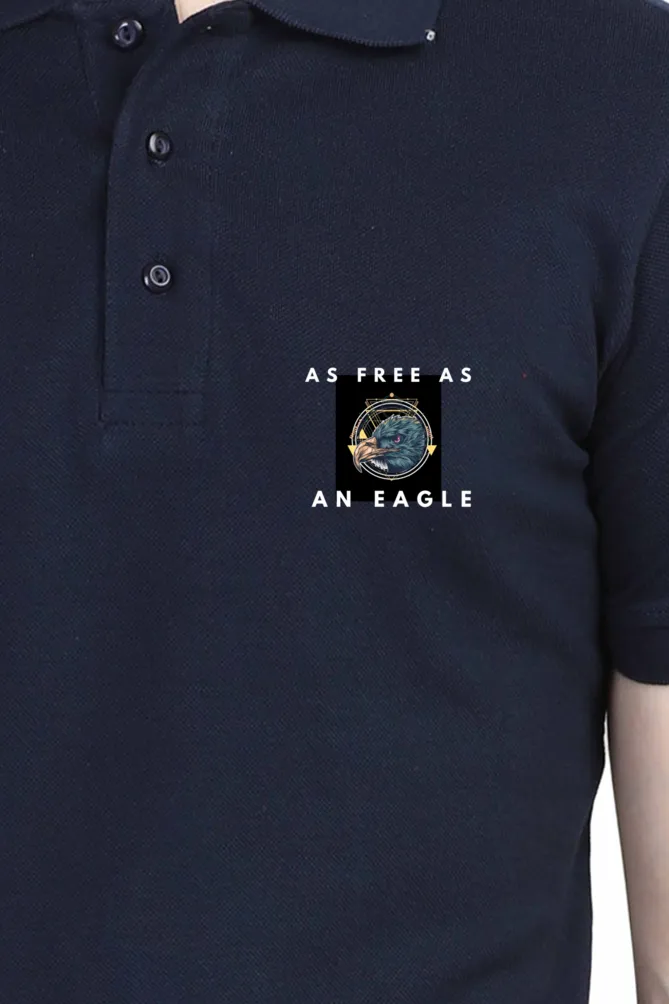 Polo Neck T-Shirt (Men) - As Free As An Eagle (2 Colours)