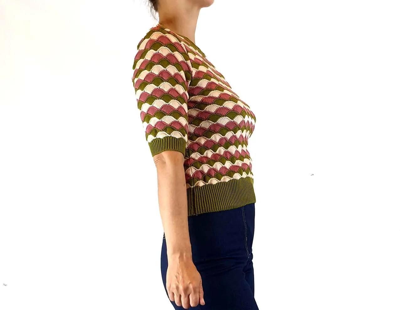 Princess Highway 100% cotton colourful half sleeve knit top size 8