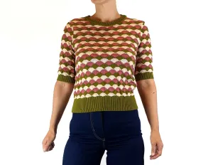 Princess Highway 100% cotton colourful half sleeve knit top size 8