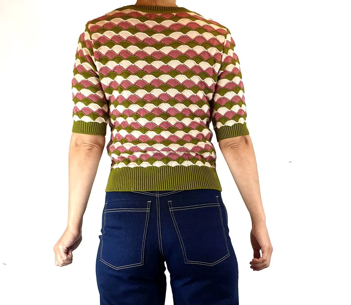 Princess Highway 100% cotton colourful half sleeve knit top size 8