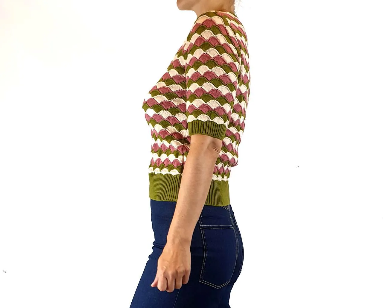 Princess Highway 100% cotton colourful half sleeve knit top size 8