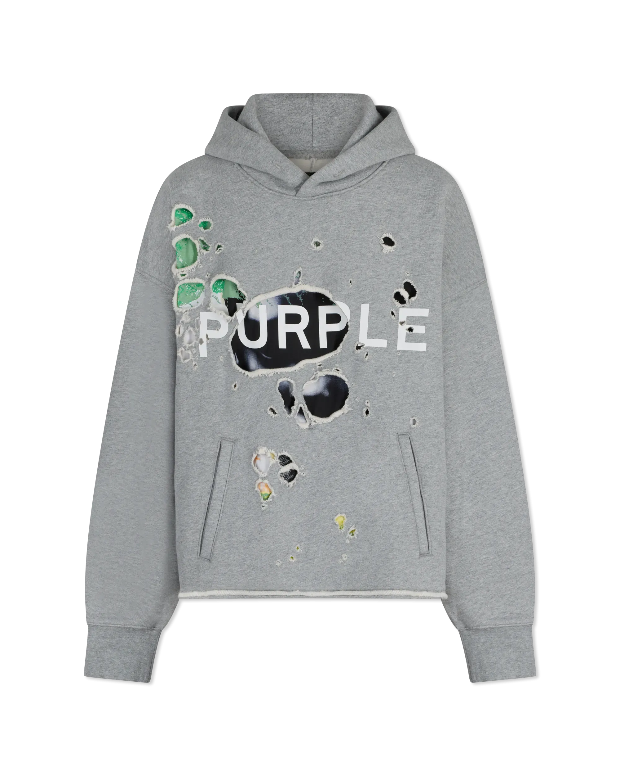 Purple Jeans Distressed Cropped French Terry Hoody