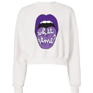 Purple What Game Lips Cropped Sweatshirt