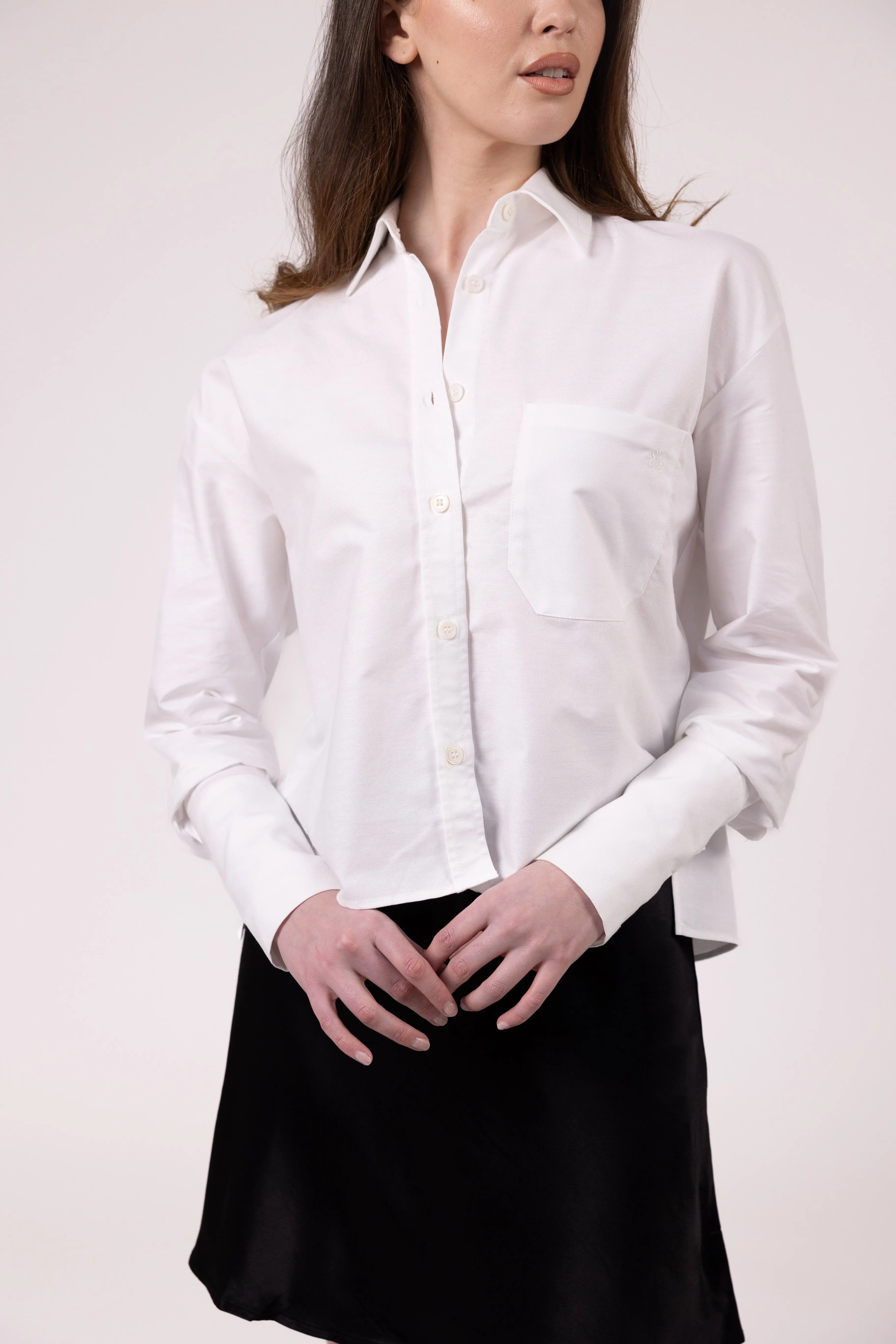"The Elizabeth" - Cropped Shirt (White)