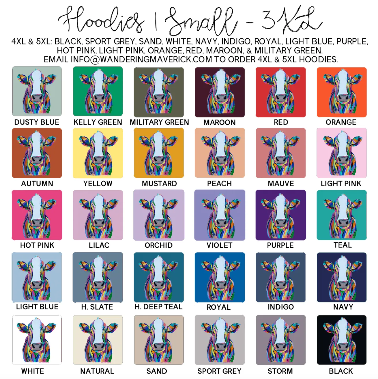 Rainbow Cow Hoodie (S-3XL) Unisex - Multiple Colors!
