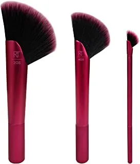 Real Techniques Rebel Edge Makeup Brushes, Cropped Brush Heads for Powder, Eyeshadow, Highlighter, and Blush, Set of 3