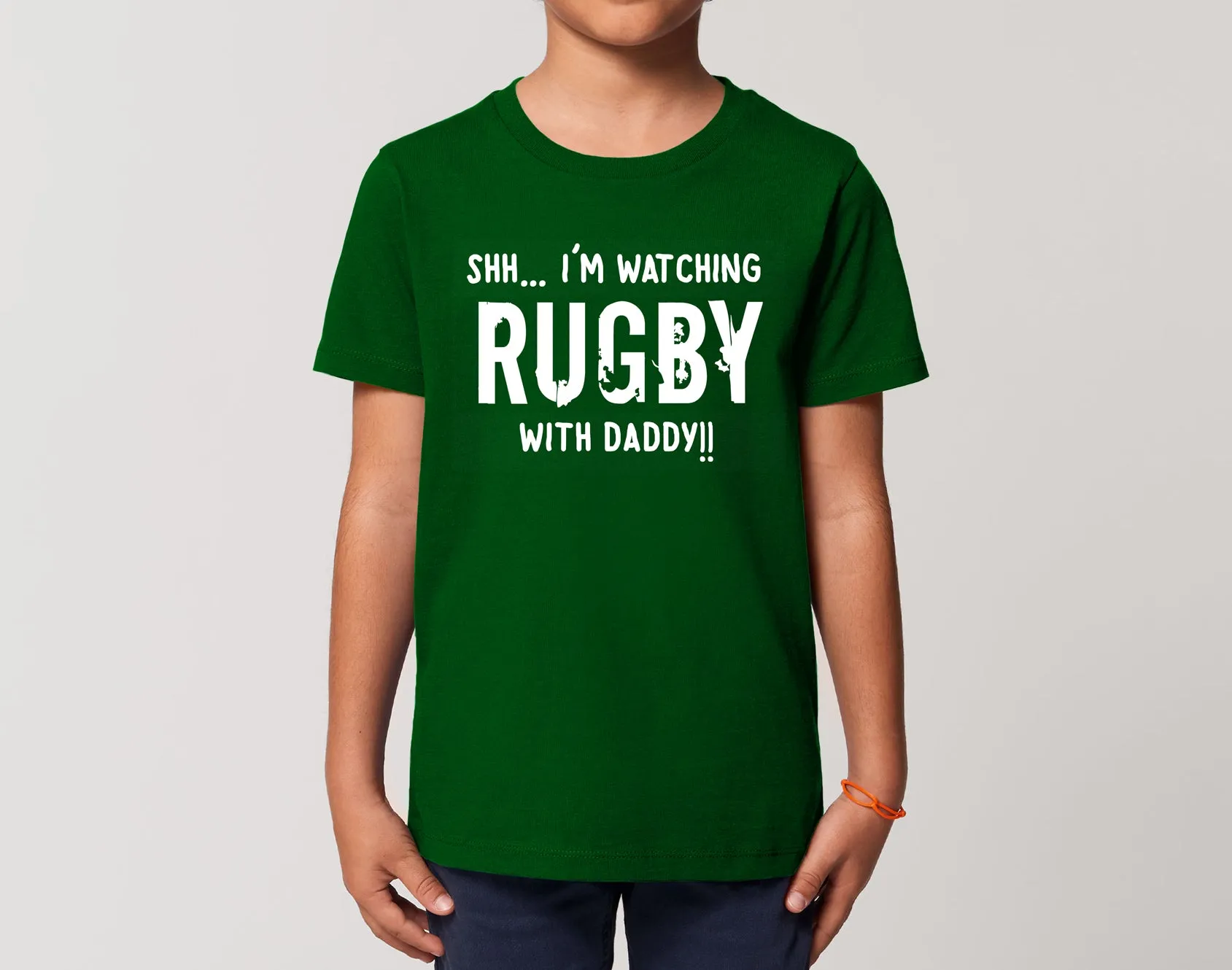 Reality Glitch Shh I'm Watching Rugby With Daddy Kids T-Shirt