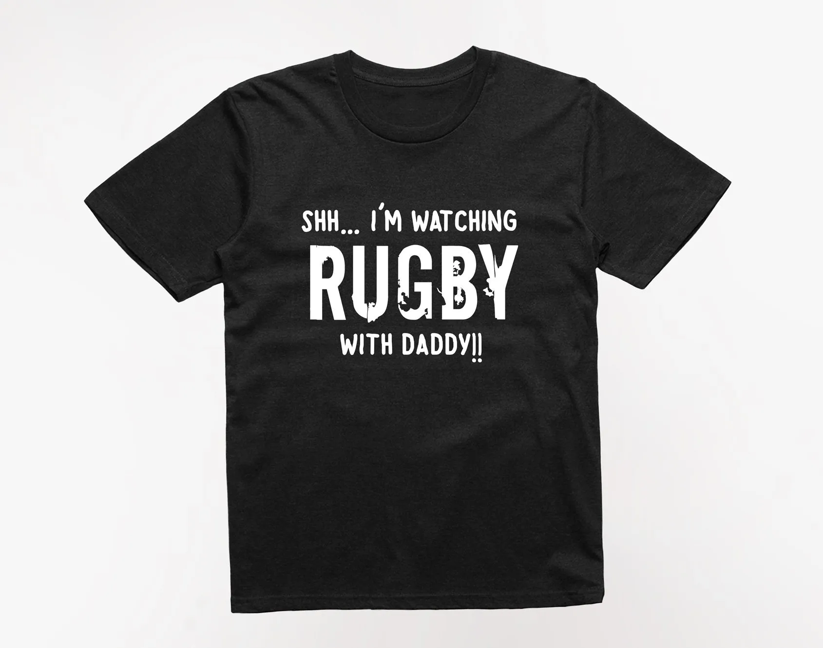 Reality Glitch Shh I'm Watching Rugby With Daddy Kids T-Shirt