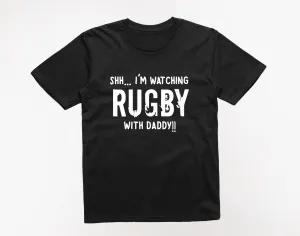 Reality Glitch Shh I'm Watching Rugby With Daddy Kids T-Shirt