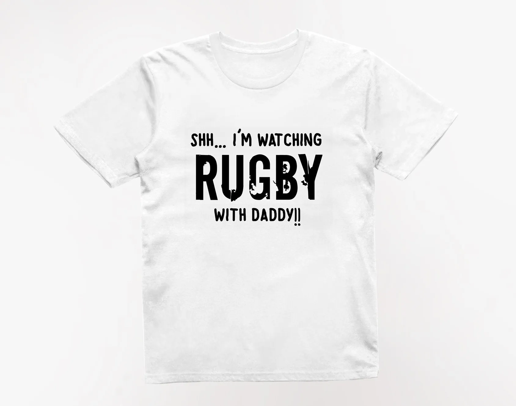 Reality Glitch Shh I'm Watching Rugby With Daddy Kids T-Shirt