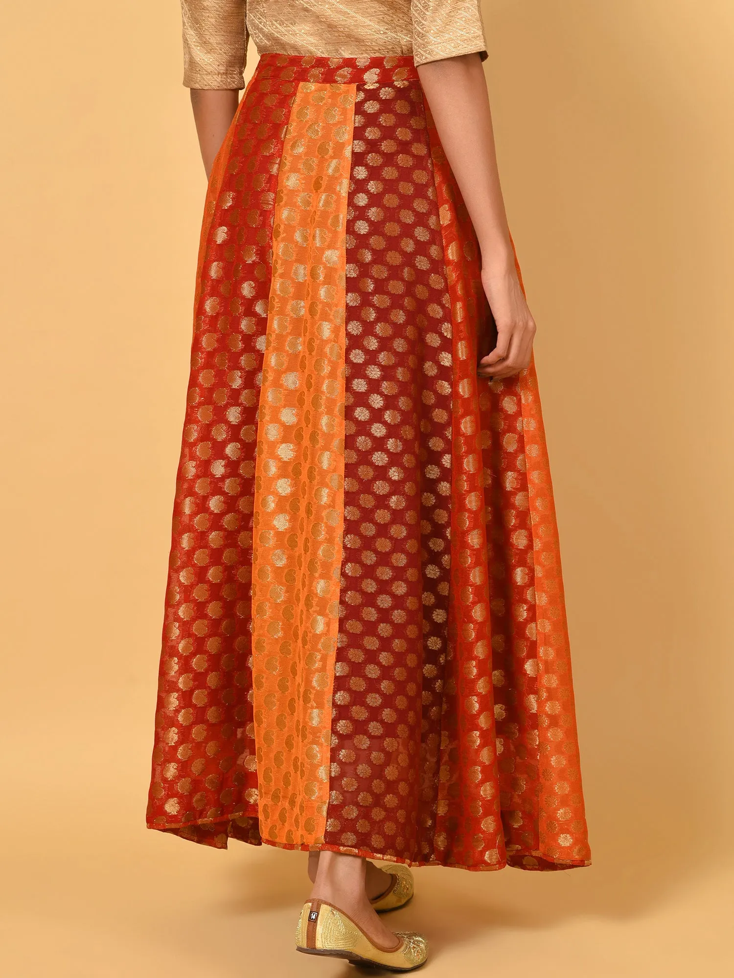 Red multi confetti panelled skirt