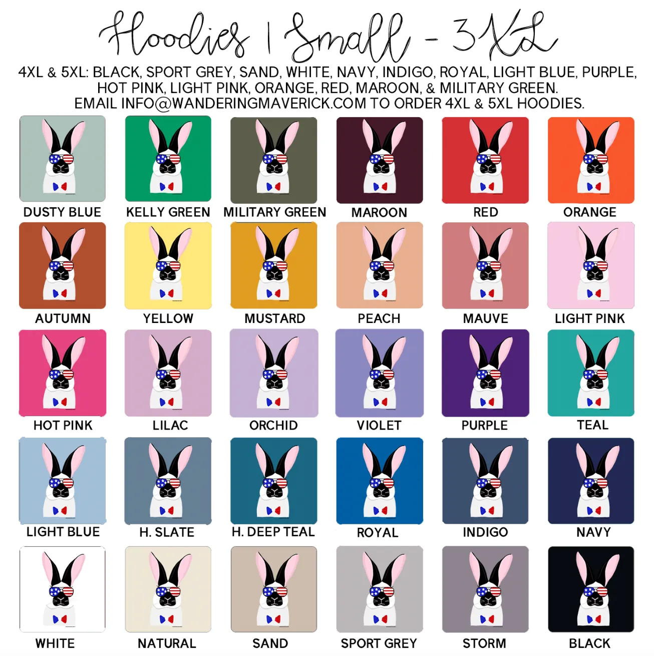 Red White Blue Rabbit Hoodie (S-3XL) Unisex - Multiple Colors!