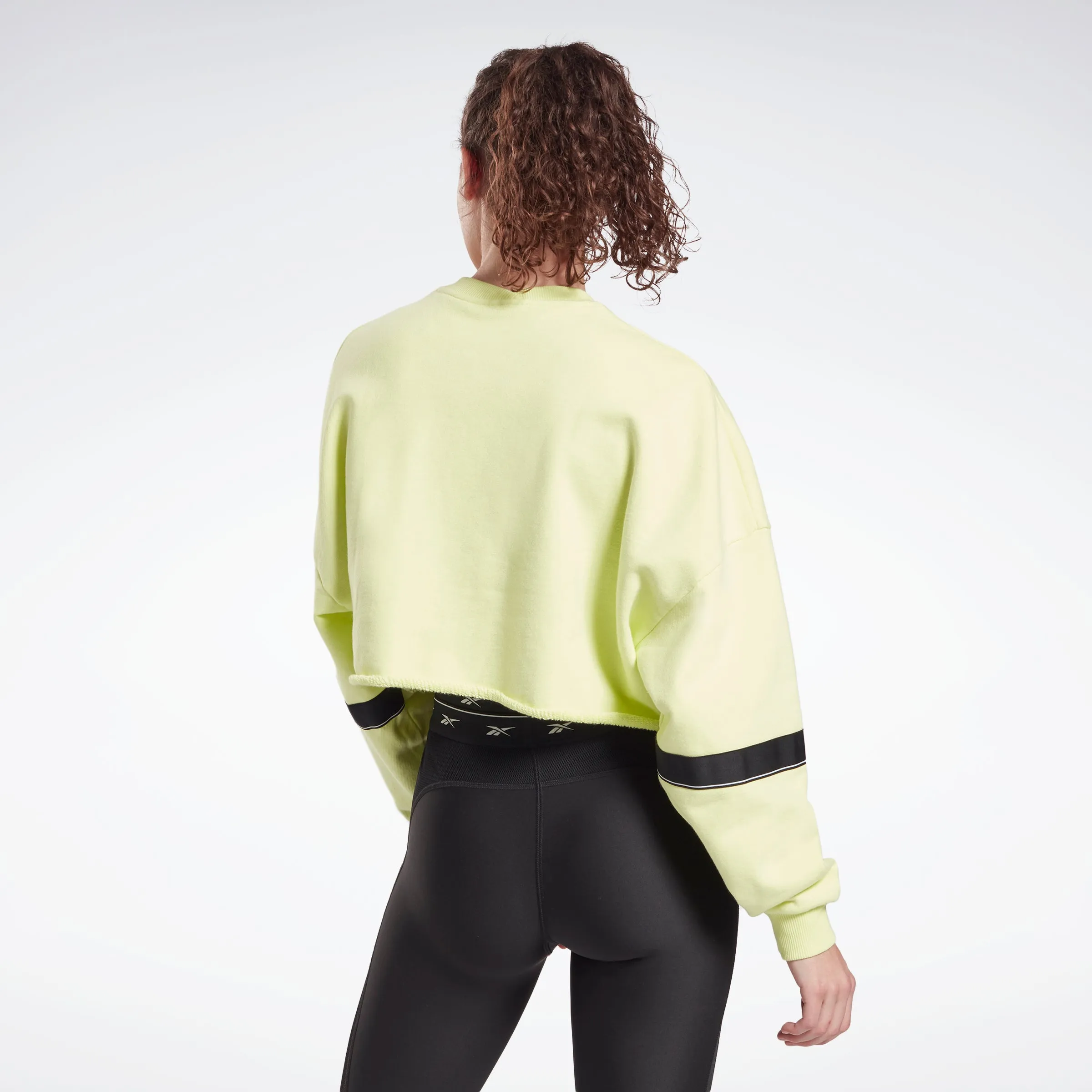 Reebok Apparel Women Studio Cropped French Terry Crew Sweatshirt Eneglw