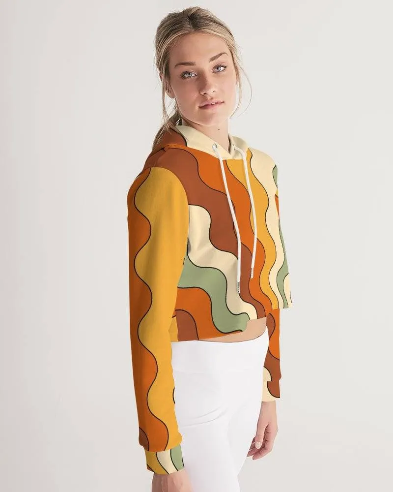 Retro Groovy Vibes Women's Cropped Hoodie
