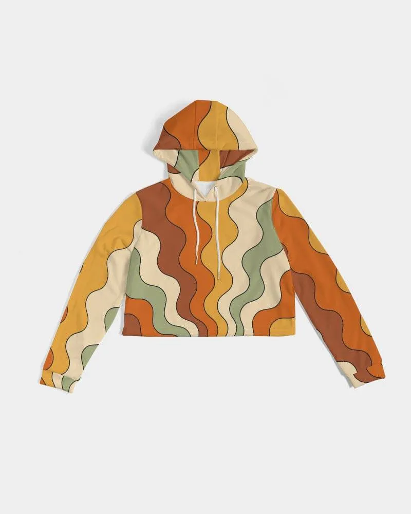 Retro Groovy Vibes Women's Cropped Hoodie