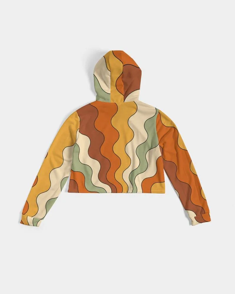 Retro Groovy Vibes Women's Cropped Hoodie