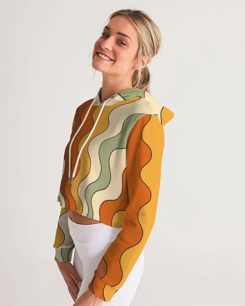 Retro Groovy Vibes Women's Cropped Hoodie