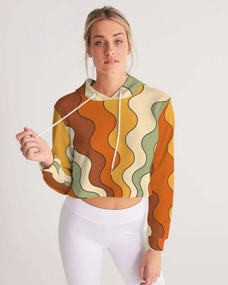Retro Groovy Vibes Women's Cropped Hoodie