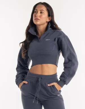 Revere 1/4 Zip Crewneck Sweater - Smoke Grey