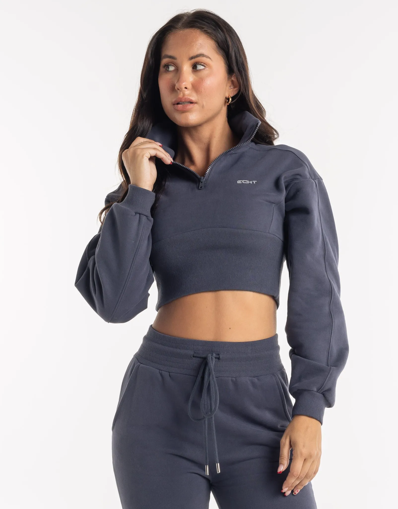 Revere 1/4 Zip Crewneck Sweater - Smoke Grey