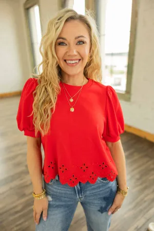 RILEY CROPPED EYELET TRIM TOP
