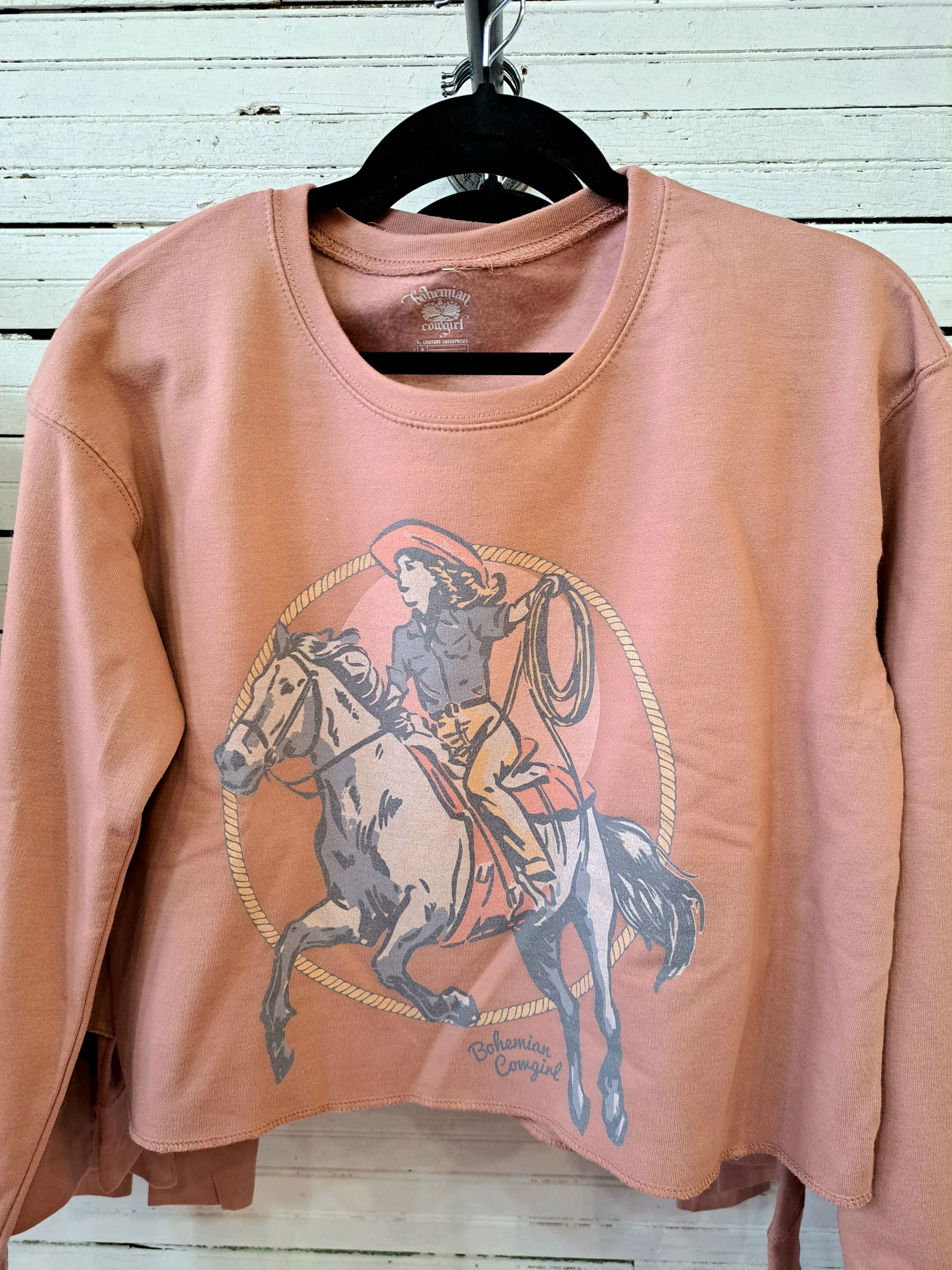Roping Cowgirl Vintage Peach Sweatshirt - WS