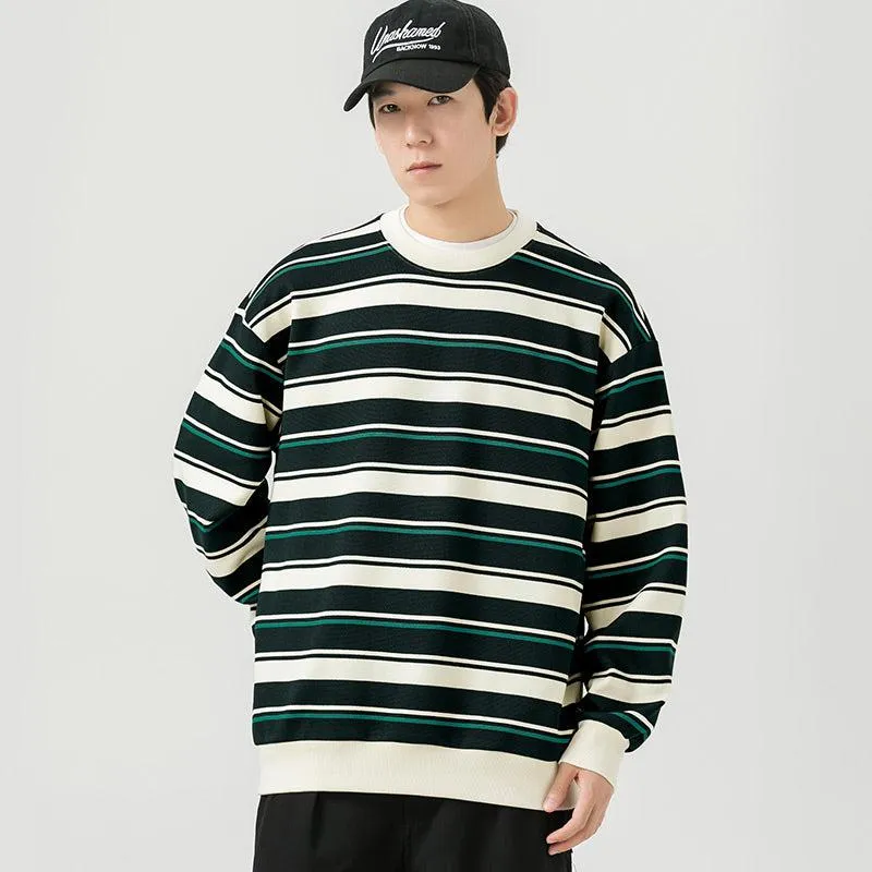 Round Neck Striped Sweatshirt