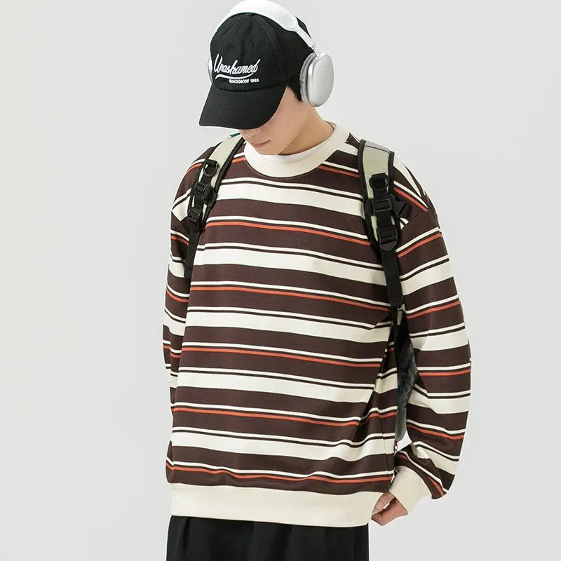 Round Neck Striped Sweatshirt